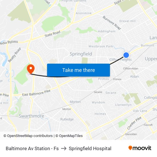 Baltimore Av Station - Fs to Springfield Hospital map
