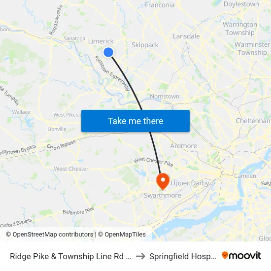Ridge Pike & Township Line Rd - FS to Springfield Hospital map