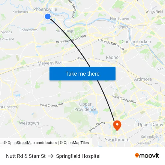 Nutt Rd & Starr St to Springfield Hospital map