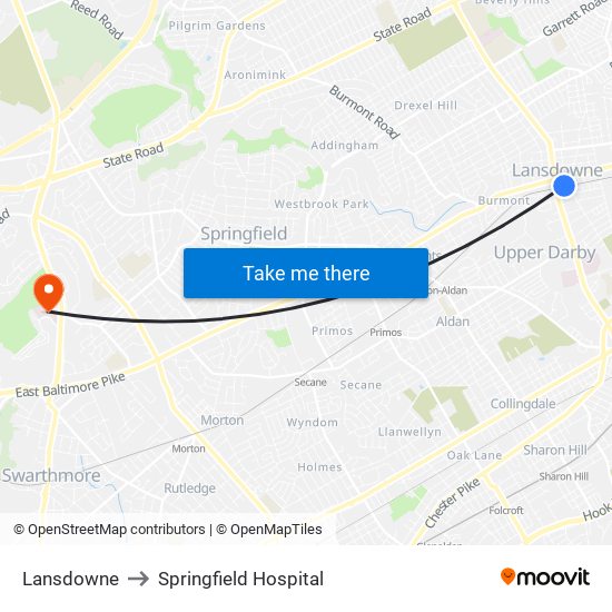 Lansdowne to Springfield Hospital map