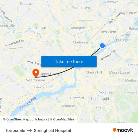 Torresdale to Springfield Hospital map