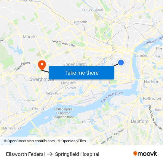 Ellsworth Federal to Springfield Hospital map