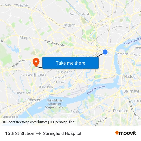 15th St Station to Springfield Hospital map