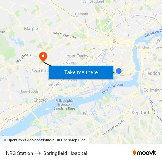 NRG Station to Springfield Hospital map