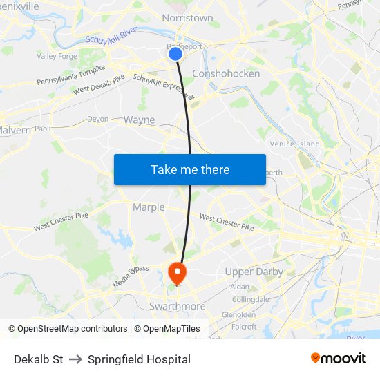 Dekalb St to Springfield Hospital map