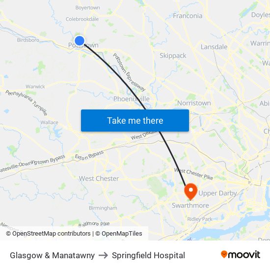 Glasgow & Manatawny to Springfield Hospital map