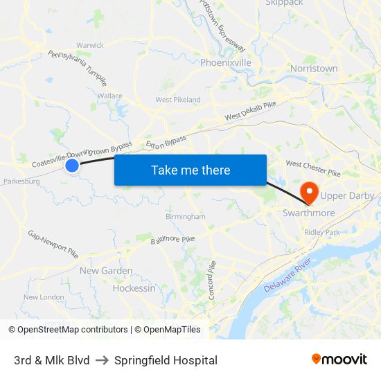 3rd & Mlk Blvd to Springfield Hospital map