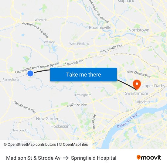 Madison St & Strode Av to Springfield Hospital map