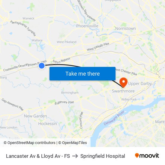 Lancaster Av & Lloyd Av - FS to Springfield Hospital map
