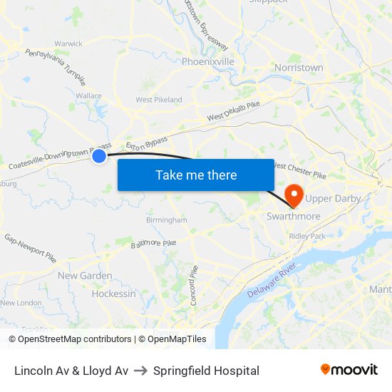 Lincoln Av & Lloyd Av to Springfield Hospital map