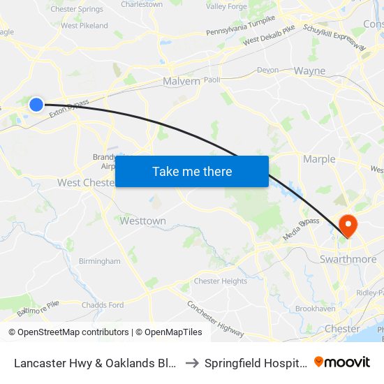 Lancaster Hwy & Oaklands Blvd to Springfield Hospital map