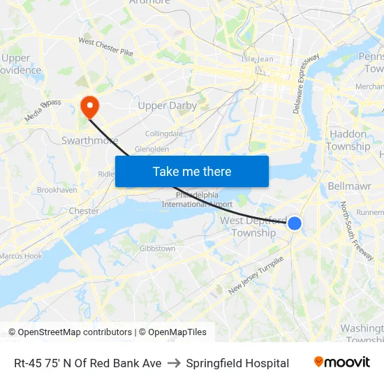 Rt-45 75' N Of Red Bank Ave to Springfield Hospital map