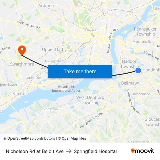 Nicholson Rd at Beloit Ave to Springfield Hospital map