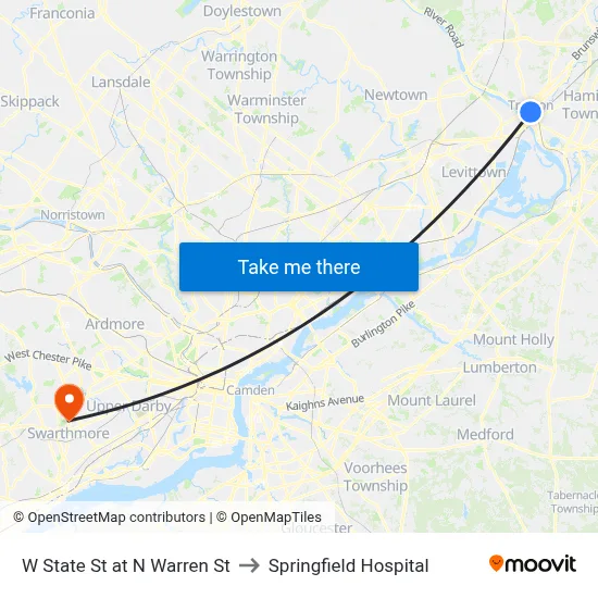 W State St at N Warren St to Springfield Hospital map