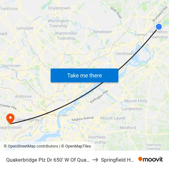 Quakerbridge Plz Dr 650' W Of Quakerbridge Rd to Springfield Hospital map