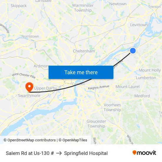 Salem Rd at Us-130 # to Springfield Hospital map