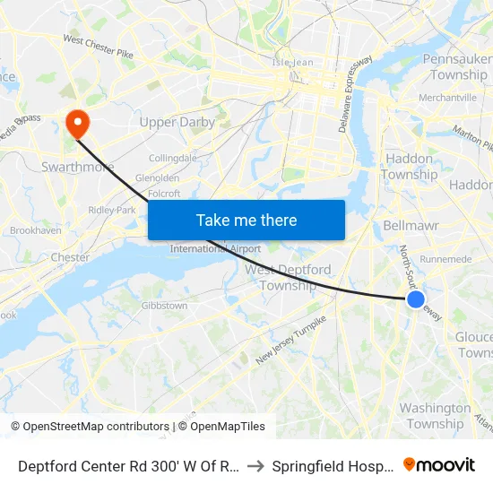 Deptford Center Rd 300' W Of Rt-41 to Springfield Hospital map