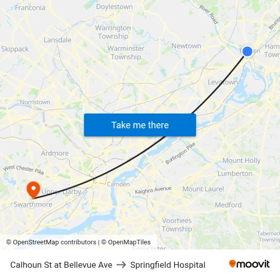Calhoun St at Bellevue Ave to Springfield Hospital map
