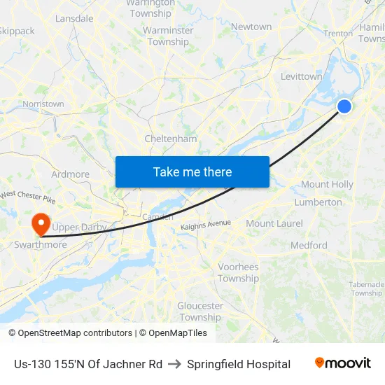 Us-130 155'N Of Jachner Rd to Springfield Hospital map
