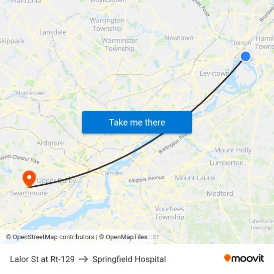 Lalor St at Rt-129 to Springfield Hospital map