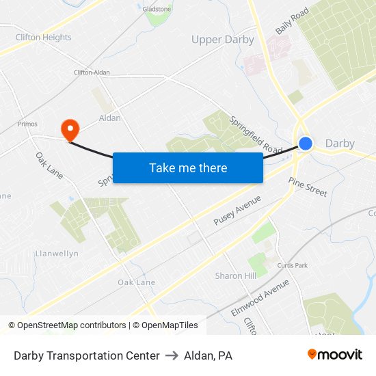 Darby Transportation Center to Aldan, PA map