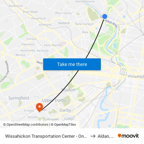 Wissahickon Transportation Center - Onsite to Aldan, PA map