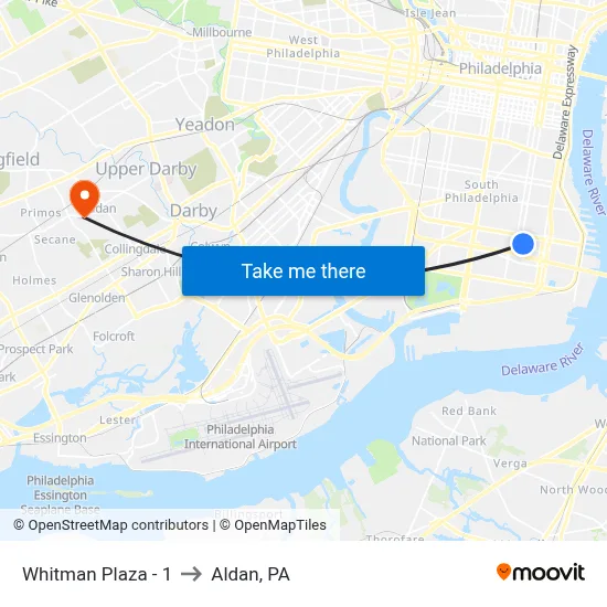 Whitman Plaza - 1 to Aldan, PA map