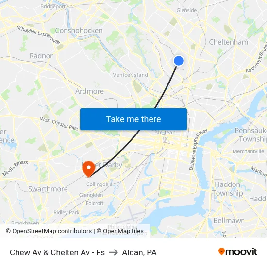 Chew Av & Chelten Av - Fs to Aldan, PA map