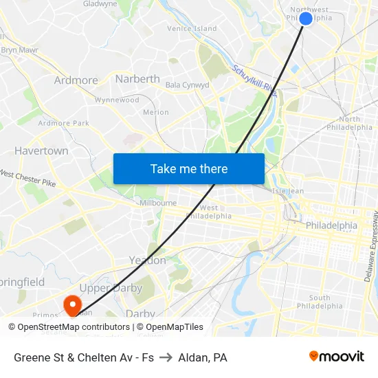Greene St & Chelten Av - Fs to Aldan, PA map