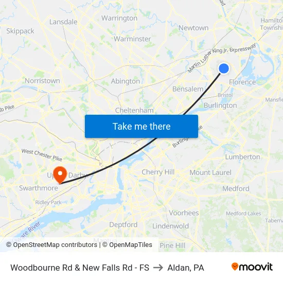 Woodbourne Rd & New Falls Rd - FS to Aldan, PA map
