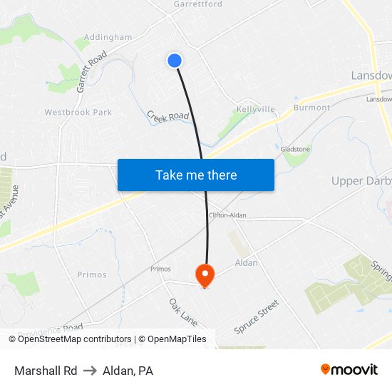 Marshall Rd to Aldan, PA map