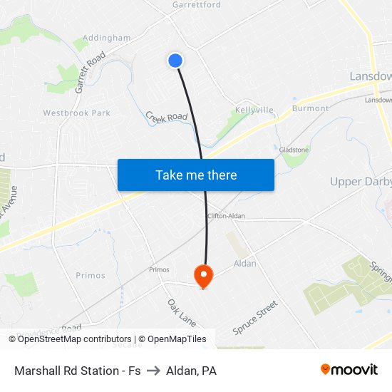 Marshall Rd Station - Fs to Aldan, PA map