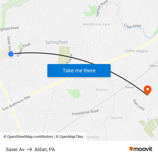 Saxer Av to Aldan, PA map