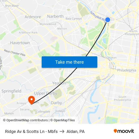 Ridge Av & Scotts Ln - Mbfs to Aldan, PA map