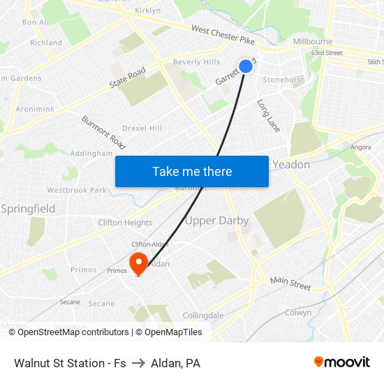 Walnut St Station - Fs to Aldan, PA map