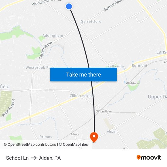 School Ln to Aldan, PA map