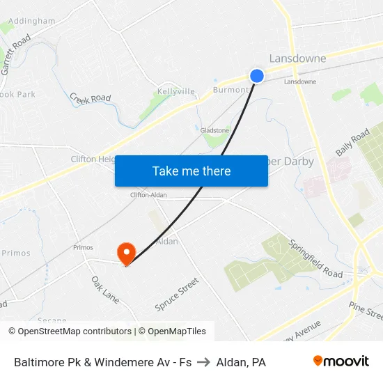 Baltimore Pk & Windemere Av - Fs to Aldan, PA map