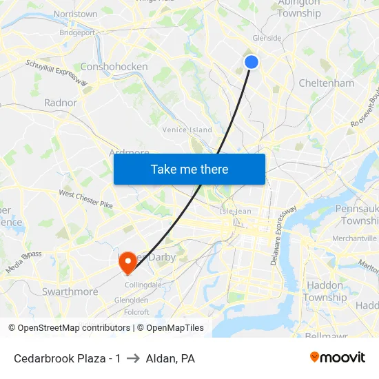 Cedarbrook Plaza - 1 to Aldan, PA map