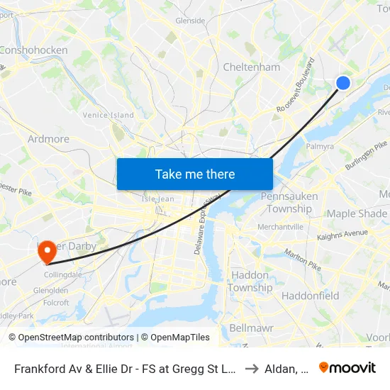Frankford Av & Ellie Dr - FS at Gregg St Loop to Aldan, PA map