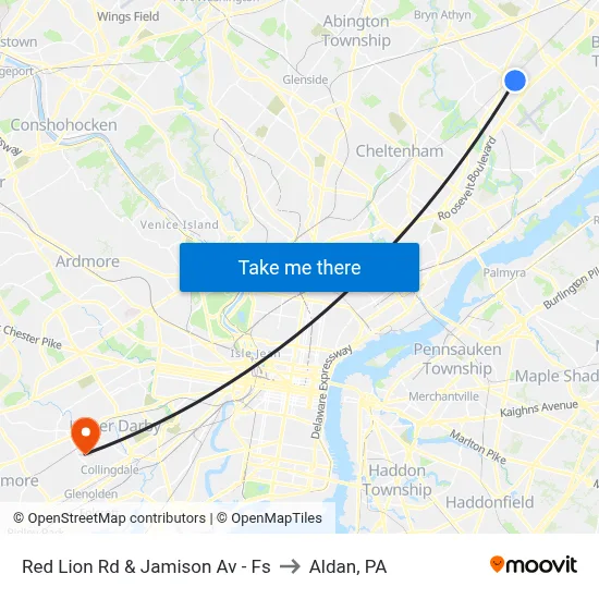 Red Lion Rd & Jamison Av - Fs to Aldan, PA map