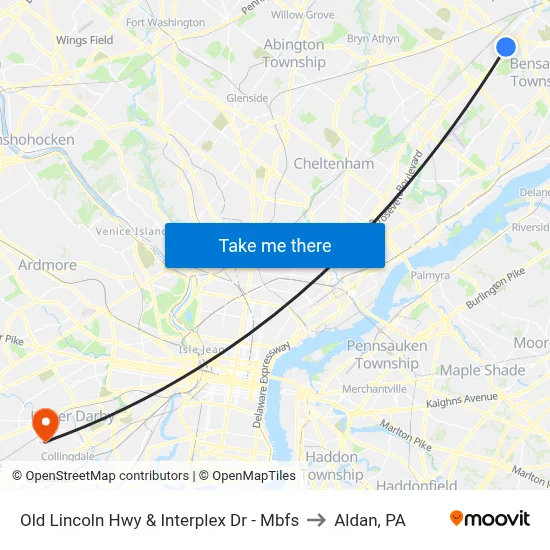 Old Lincoln Hwy & Interplex Dr - Mbfs to Aldan, PA map