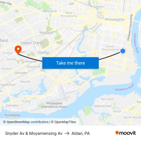 Snyder Av & Moyamensing Av to Aldan, PA map