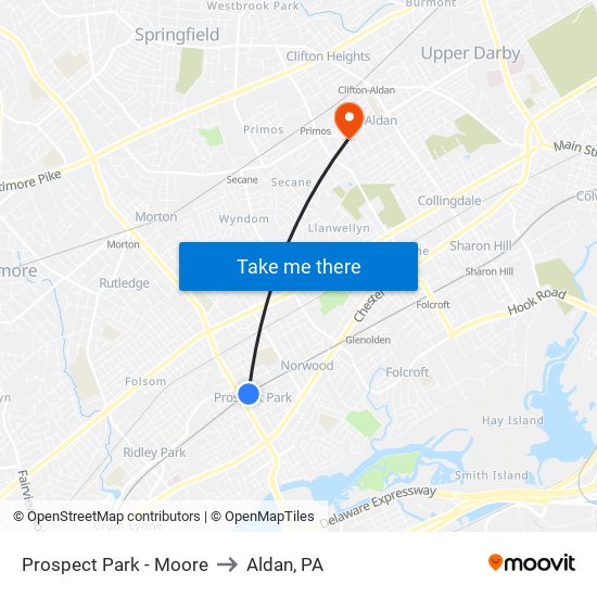 Prospect Park - Moore to Aldan, PA map