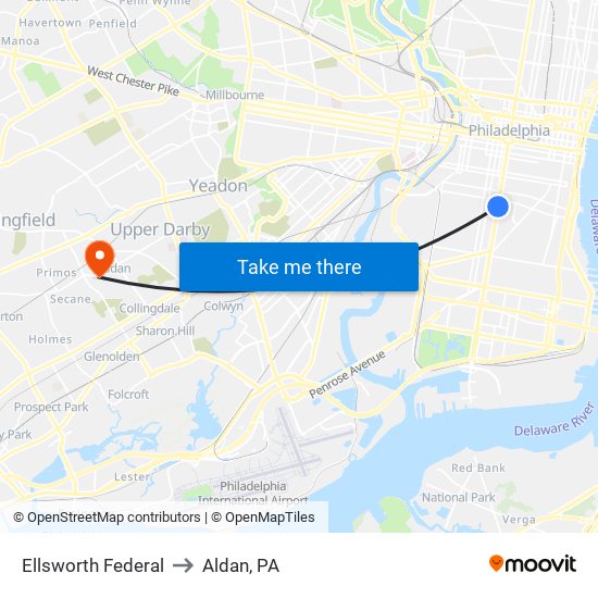 Ellsworth Federal to Aldan, PA map