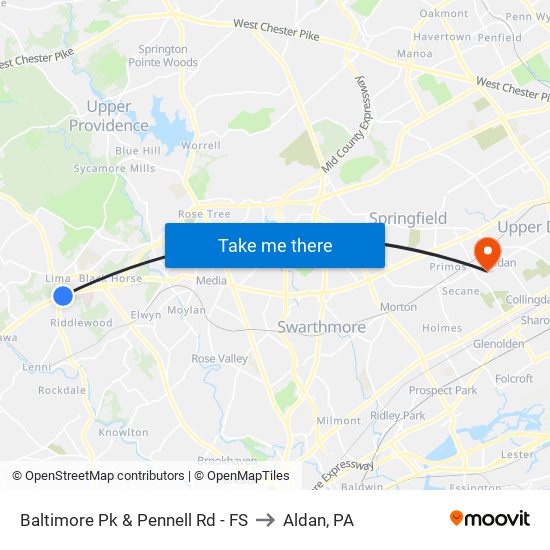 Baltimore Pk & Pennell Rd - FS to Aldan, PA map