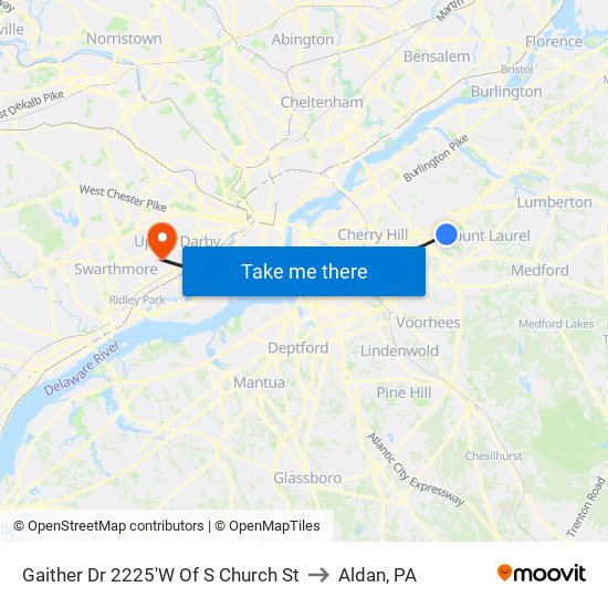 Gaither Dr 2225'W Of S Church St to Aldan, PA map