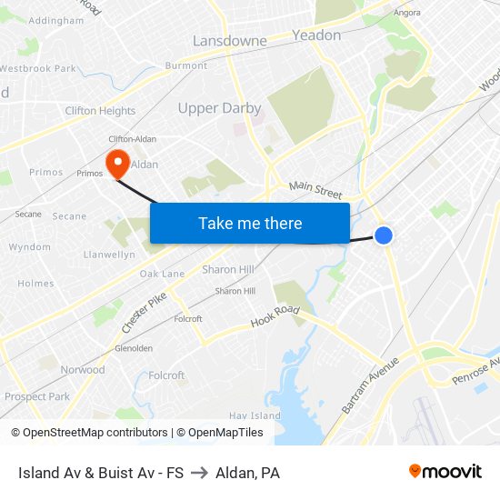 Island Av & Buist Av - FS to Aldan, PA map