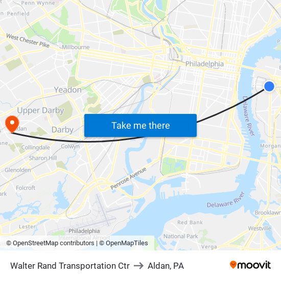 Walter Rand Transportation Ctr to Aldan, PA map