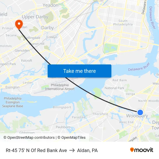 Rt-45 75' N Of Red Bank Ave to Aldan, PA map