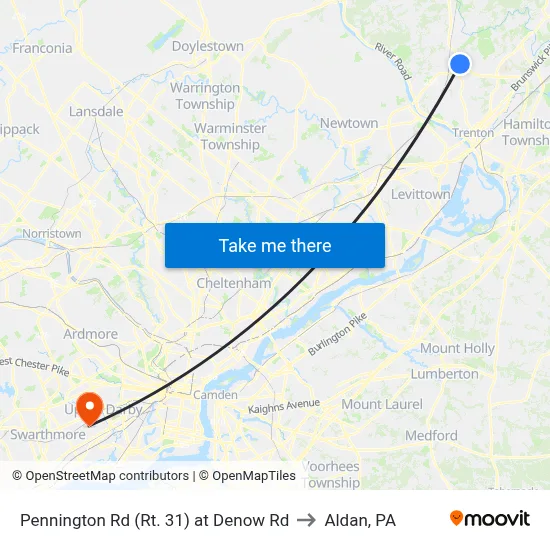 Pennington Rd (Rt. 31)  at Denow Rd to Aldan, PA map